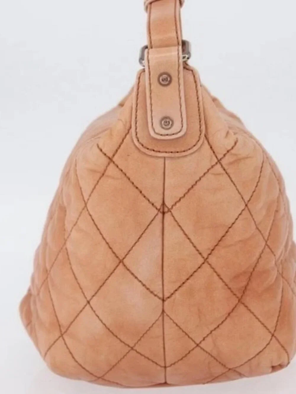 CHANEL Matelasse Shoulder Bag Lamb Skin Orange Gold CC Auth ARZ069V
